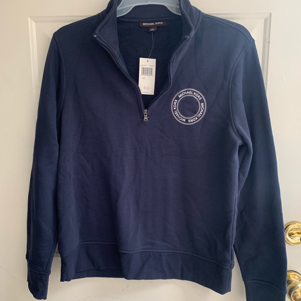 Michael Kors Men's Zip-Up Navy Sweater